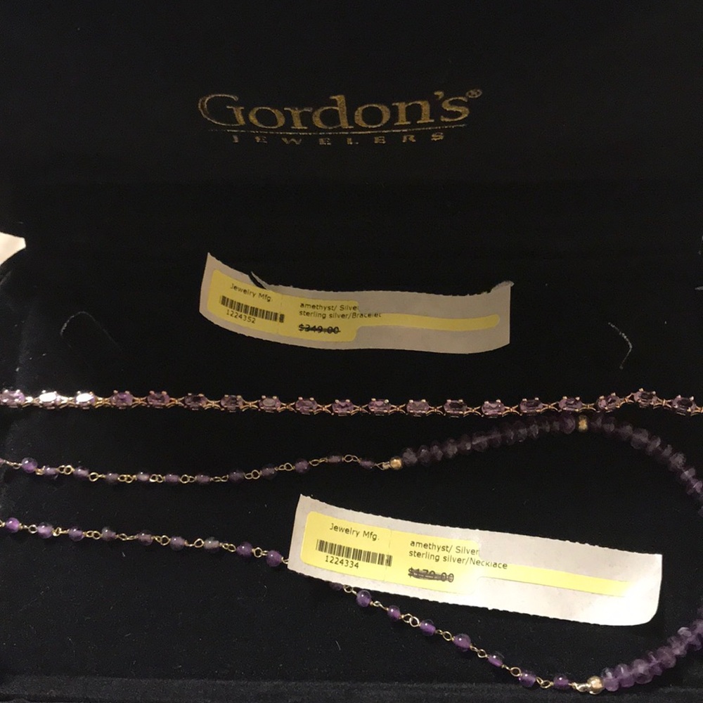 Amethyst and silver necklace and bracelet